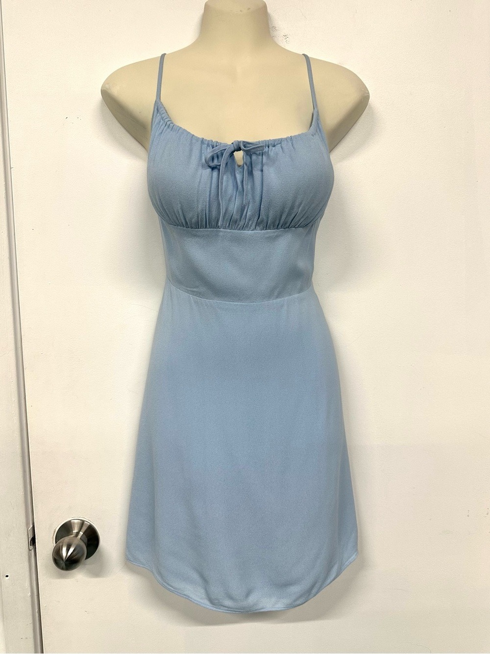 Aritzia Sunday Best Delilah blue mini dress Medium Bodice Soft Girl Babydoll - Picture 3 of 9